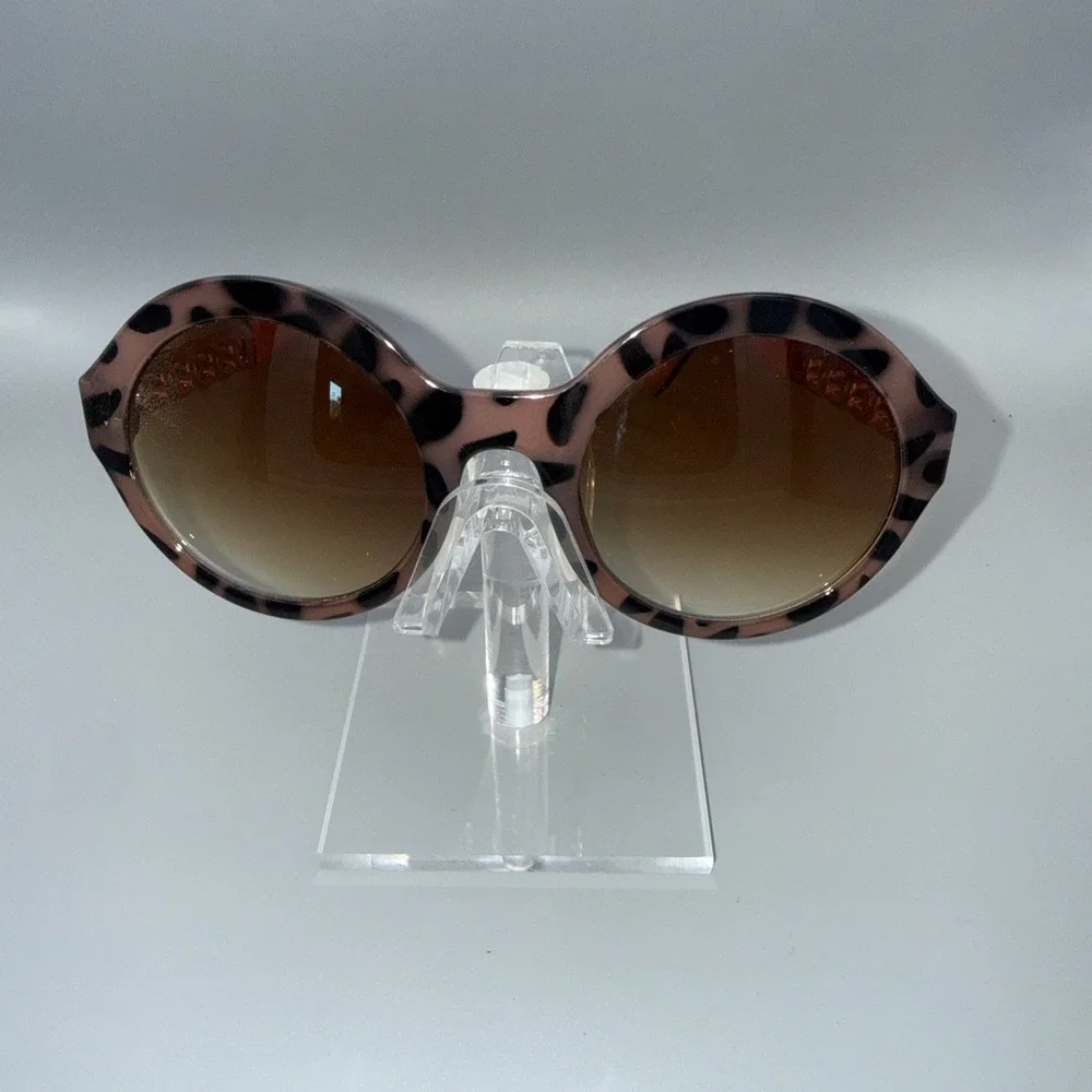 Chico Leopard Round Pink Authentic Sunglasses Gold Accents Polarized Lens SEXY